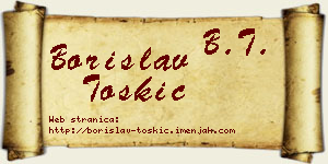 Borislav Toskić vizit kartica